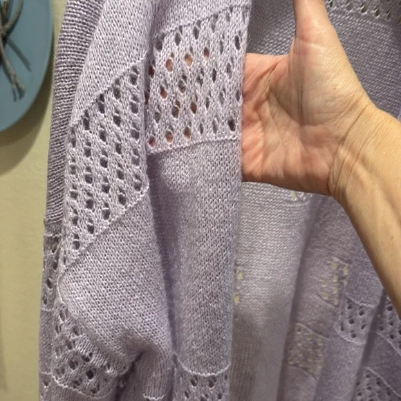 Lavender Open Knit Cardigan - Picture 3 of 5